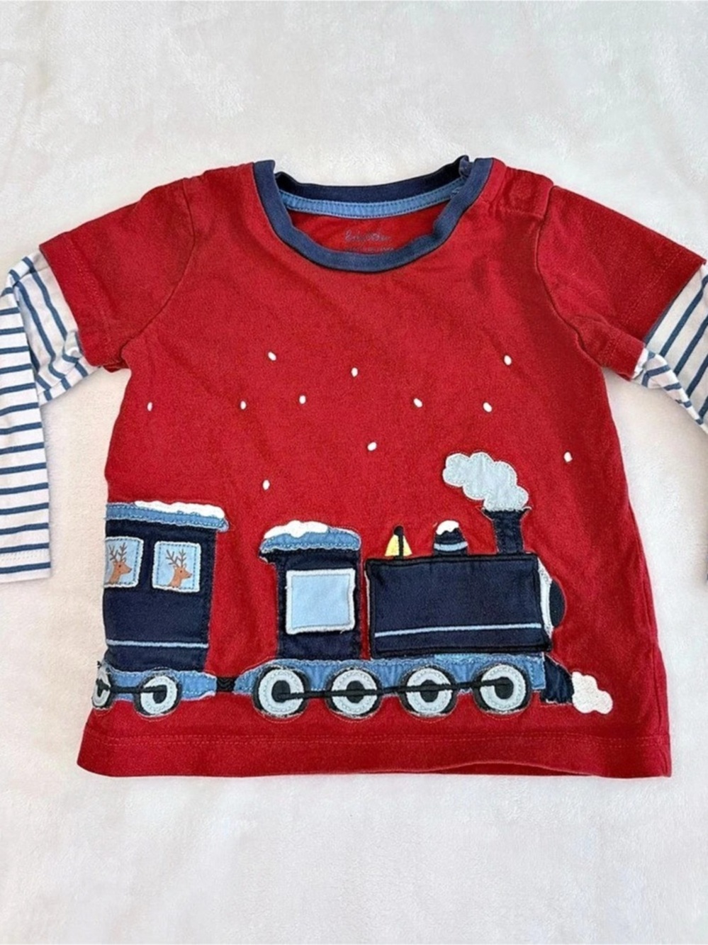 Baby Boden Winter Train Long Sleeve Tee (size 18-24M)